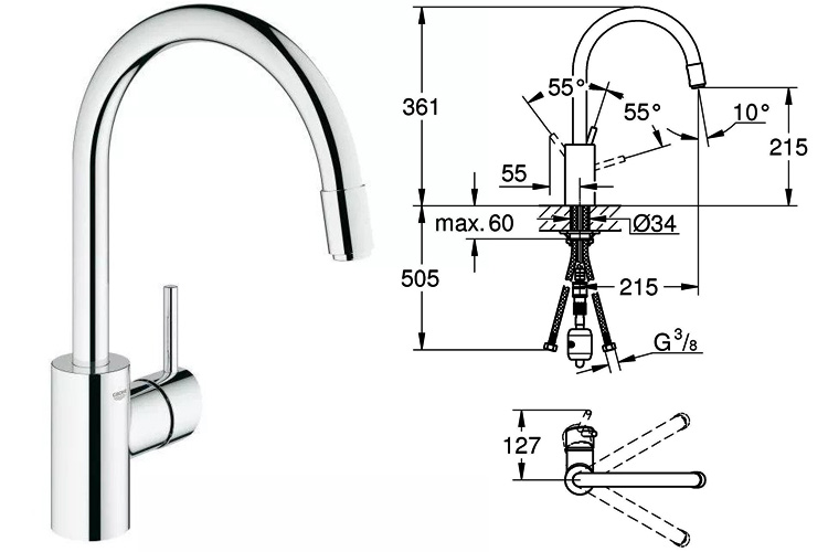 Vòi bếp nóng lạnh Concetto GROHE 32663001