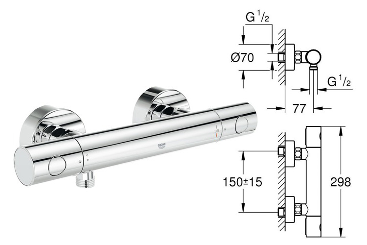 Bộ trộn sen tắm GRT 1000 Cosmop M GROHE 34065002