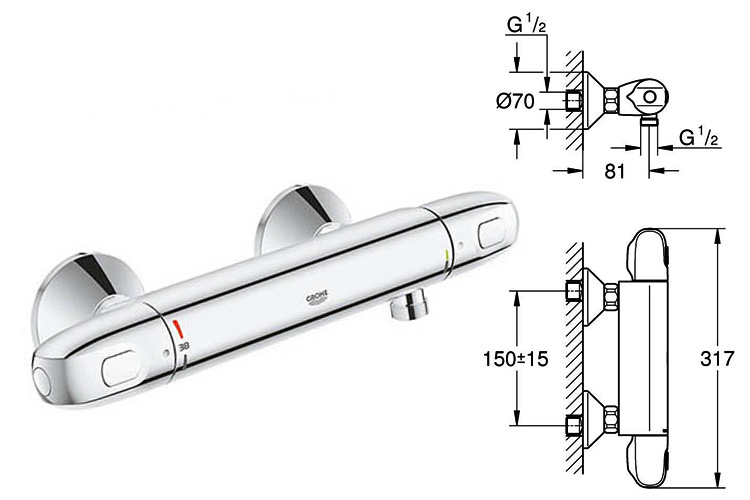 Bộ trộn sen tắm GRT 1000 GROHE 34143003