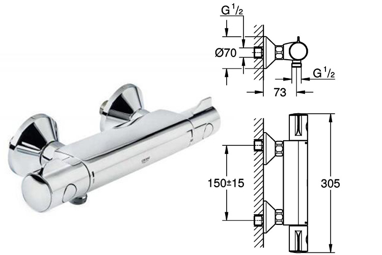 Vòi trộn nóng lạnh GRT 800 GROHE 34558000