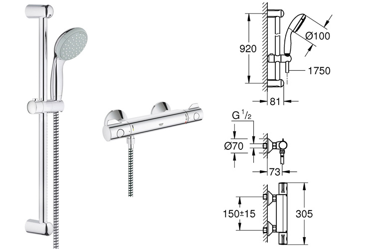 Bộ trộn và bộ tay sen tắm GRT 800 GROHE 34566000