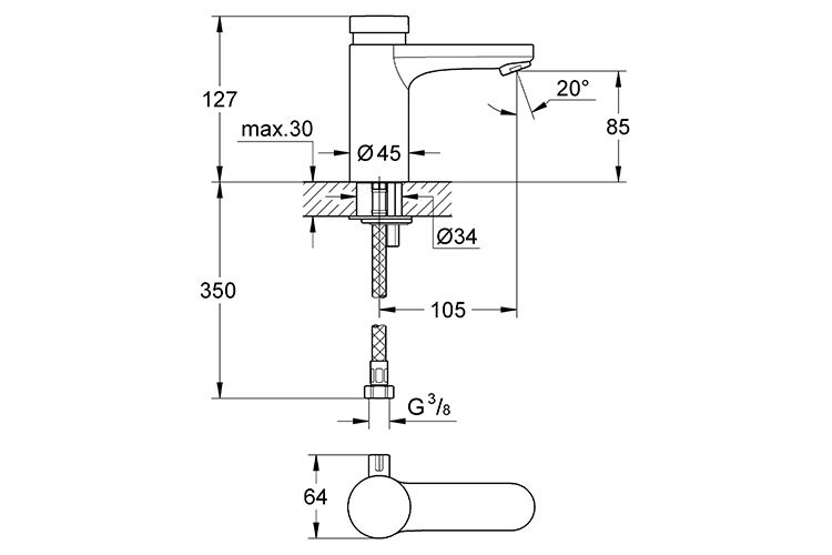 Vòi nhấn tự ngắt nóng lạnh Eurosmart CT GROHE 36317000