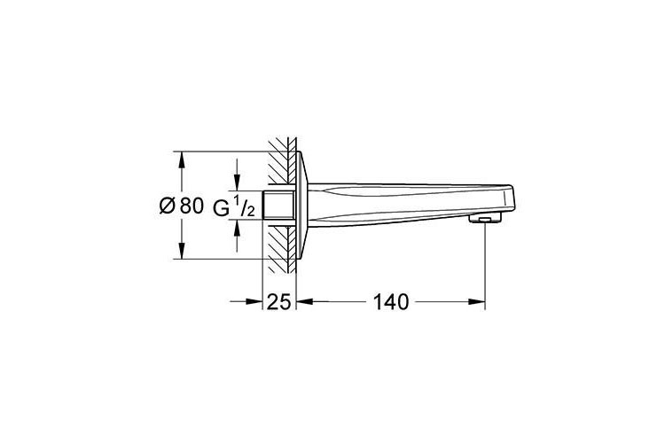 Vòi xả bồn treo tường BauContemporary GROHE 13252000