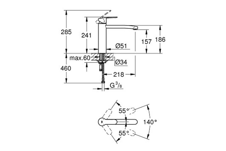 Vòi bếp nóng lạnh Eurostyle Cosmo GROHE 31124002