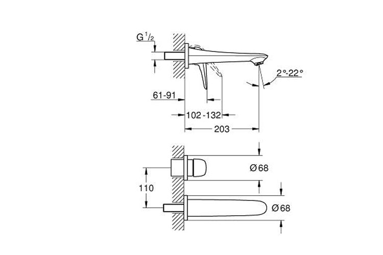 Vòi trộn âm 2 lỗ Eurostyle GROHE 29097003