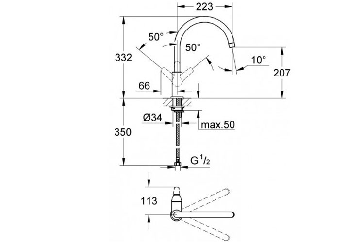 Vòi bếp nóng lạnh BauFlow GROHE 31230000