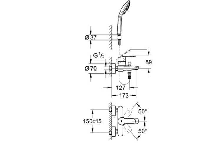 Bộ trộn và bộ tay sen Eurostyle Cosmop GROHE 33592002