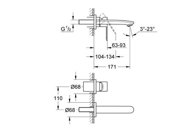 Vòi nóng lạnh treo EurostyleCosmo S-size GROHE 19571002