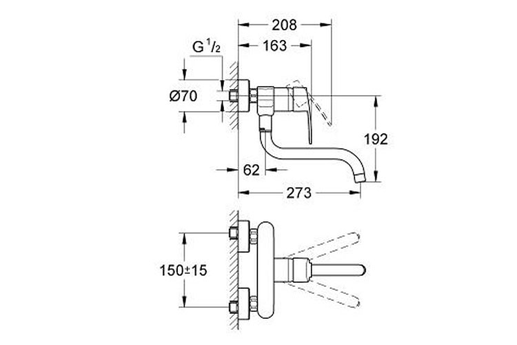 Vòi bếp nóng lạnh treo Eurostyle Cosmo GROHE 33982002