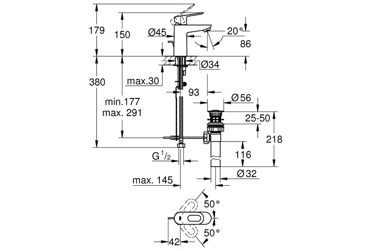 Bộ vòi chậu nóng lạnh BauLoop S-size GROHE 32814000