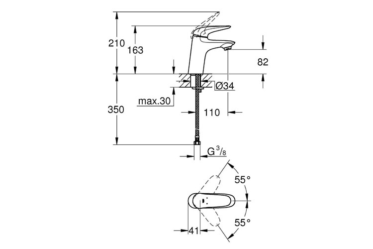 Vòi nóng lạnh S-Size Eurostyle Solid GROHE 23715003