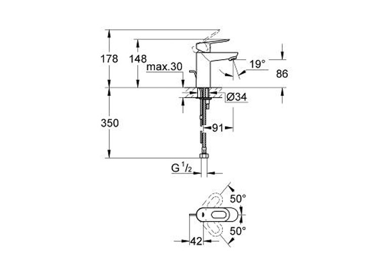 Bộ vòi nóng lạnh BauLoop không bộ xả GROHE 23102000 