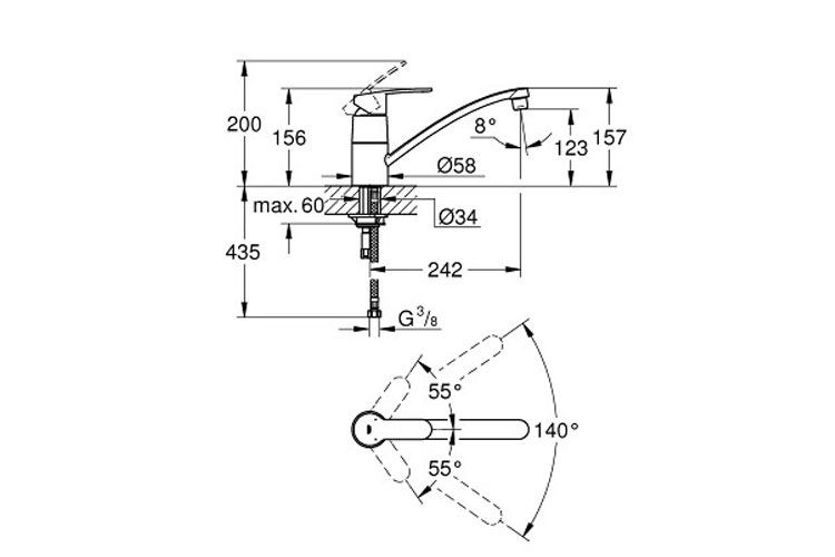 Vòi bếp nóng lạnh Eurostyle Cosmo GROHE 33977002