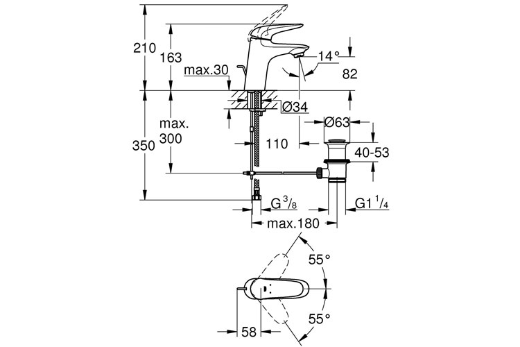 vòi trộn nóng lạnh Eurostyle S Size GROHE 23707003