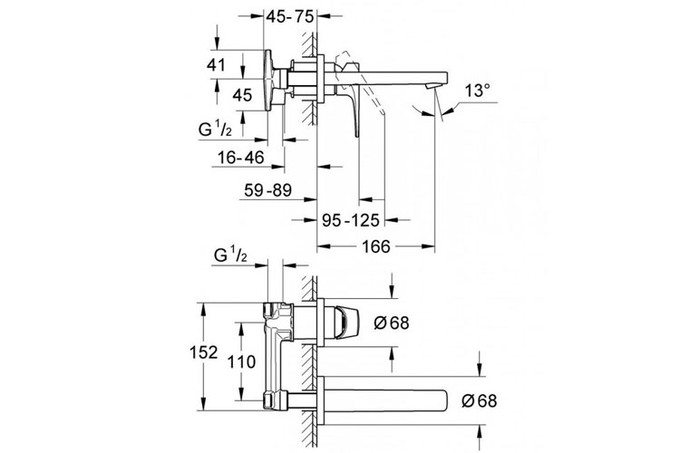 Vòi nóng lạnh treo tường BauFlow GROHE 20287000