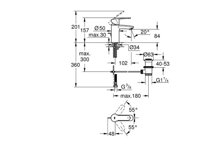 Vòi nóng lạnh S-Size Eurostyle Cosmop GROHE 33552002
