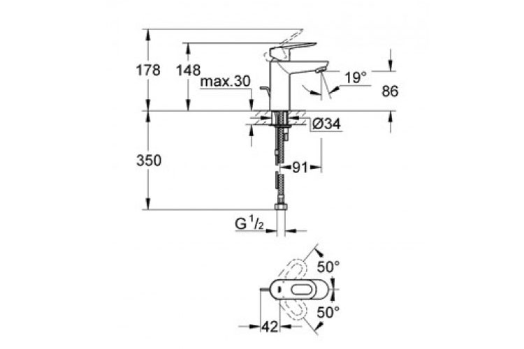 Bộ vòi nóng lạnh BauLoop smooth body GROHE 32854000
