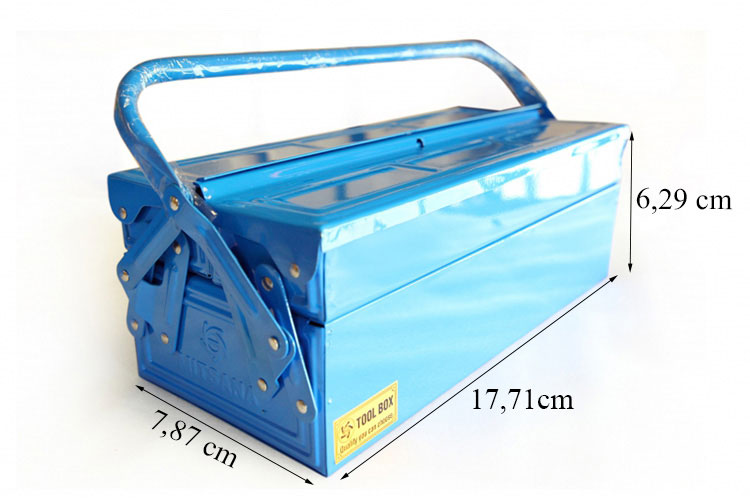 Hộp đựng dụng cụ 3 ngăn màu xanh 17.71x7.87x6.29cm Mitsana 06151-MSN-0004