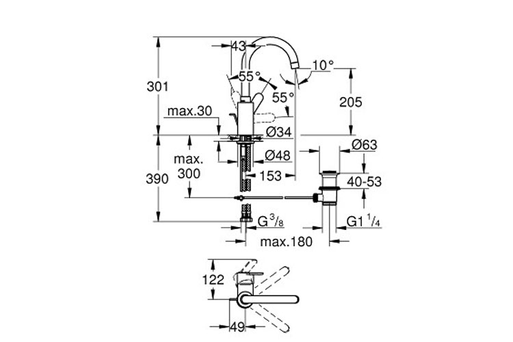 Vòi chậu nóng lạnh EurostyleCosmo L-size GROHE 23043002
