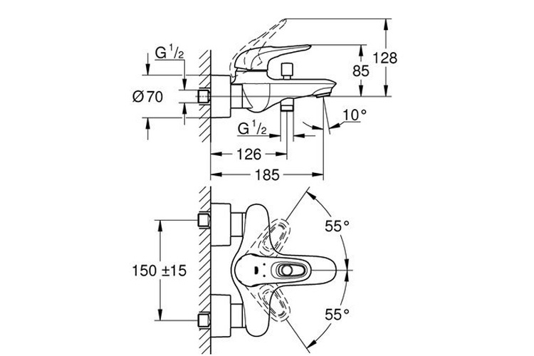 Bộ trộn nổi 2 chức năng Eurostyle GROHE 33591003