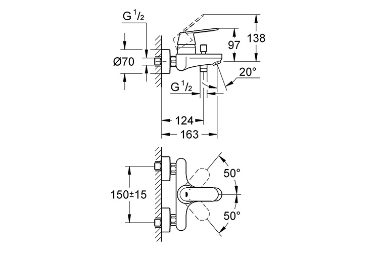 bộ trộn nổi 2 chế độ EurosmartCosmo GROHE 32831000