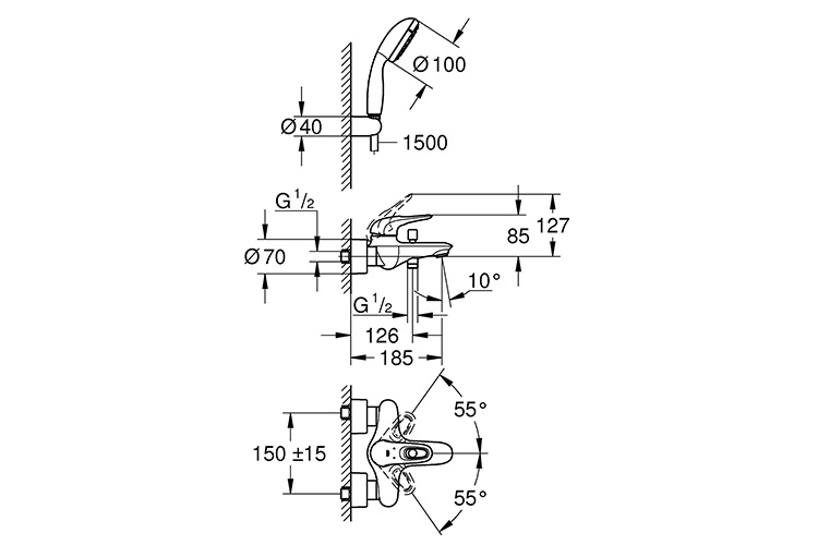 Bộ trộn và bộ tay sen Eurostyle GROHE 33592003