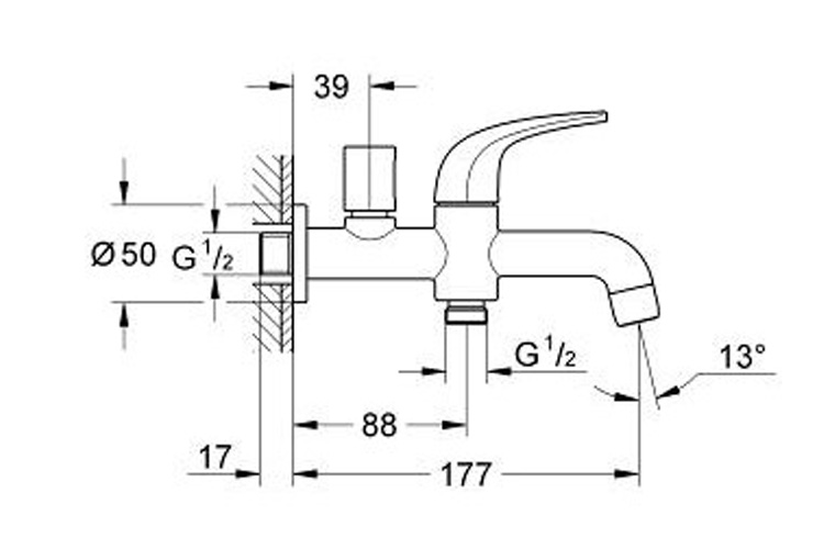 Vòi lạnh 2 ngõ ra BauCurve GROHE 20281000