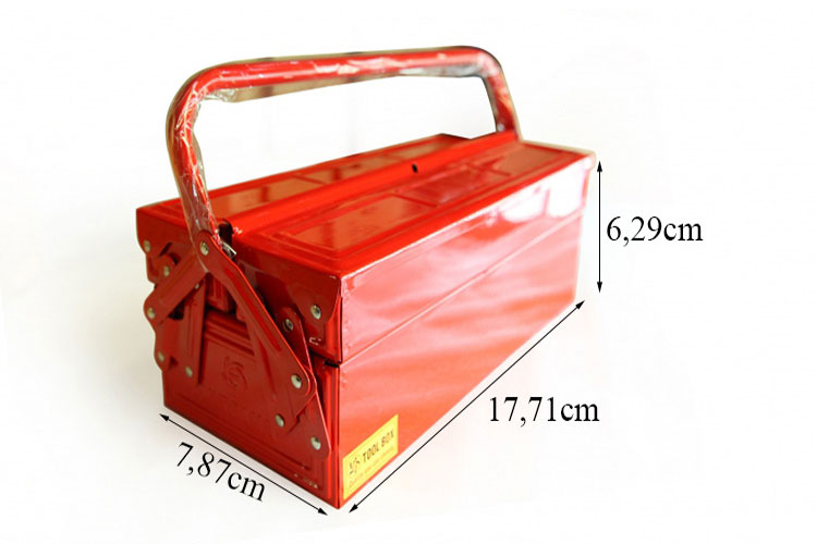 Red 3-compartment tool box 17.71x7.87x6.29cm Mitsana 06151-MSN-0012