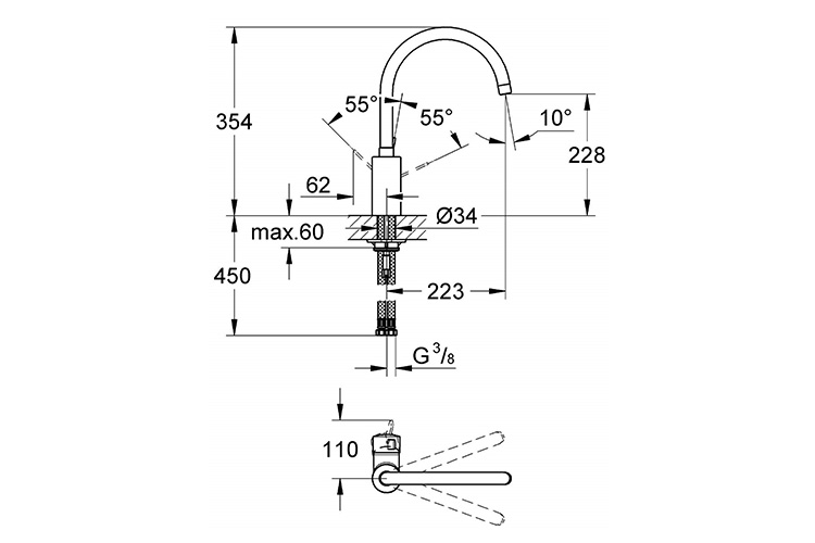 Vòi bếp nóng lạnh Eurosmart Cosmo GROHE 32843000