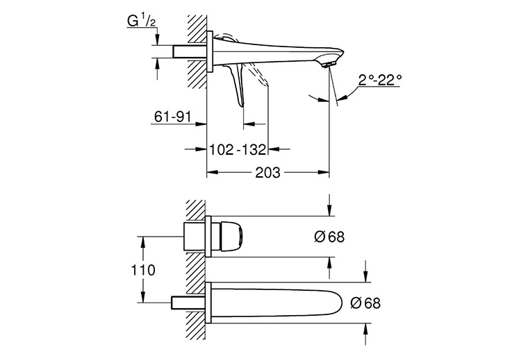 Vòi nóng lạnh treo Eurostyle S-size GROHE 19571003