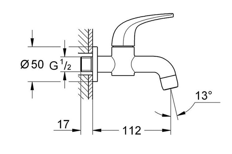 Vòi lạnh 1 ngõ ra BauCurve GROHE 20236000