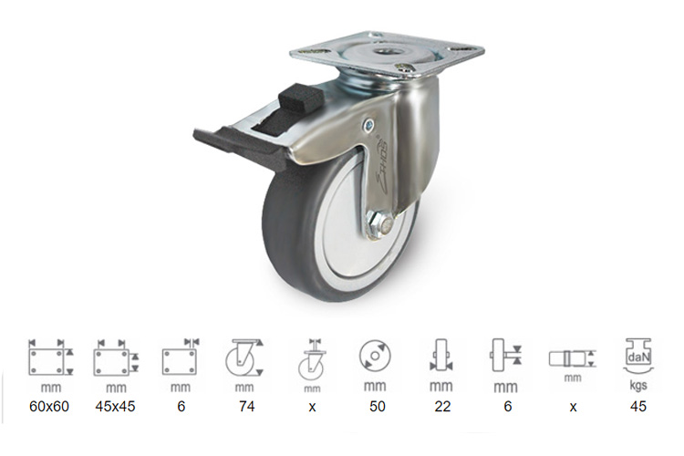 Bánh xe nội thất Ethos cao su 213TPE050P60