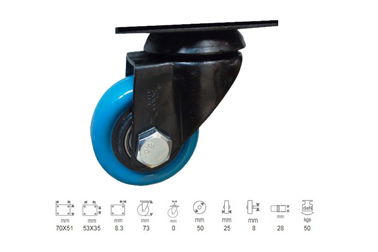 Ethos 261UBZ050P70 PU plastic wheels