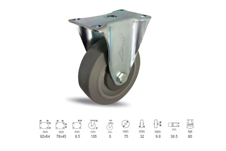Ethos light duty rubber wheel 252EIY075P01