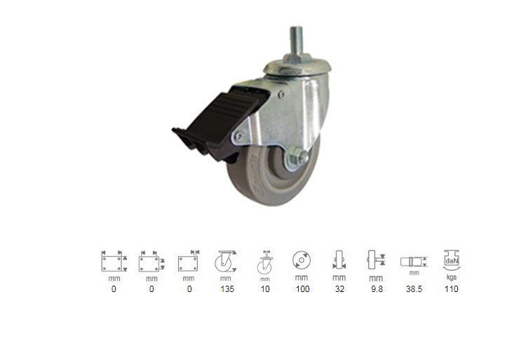 Bánh xe y tế - khách sạn Ethos cao su 253EIY100T10