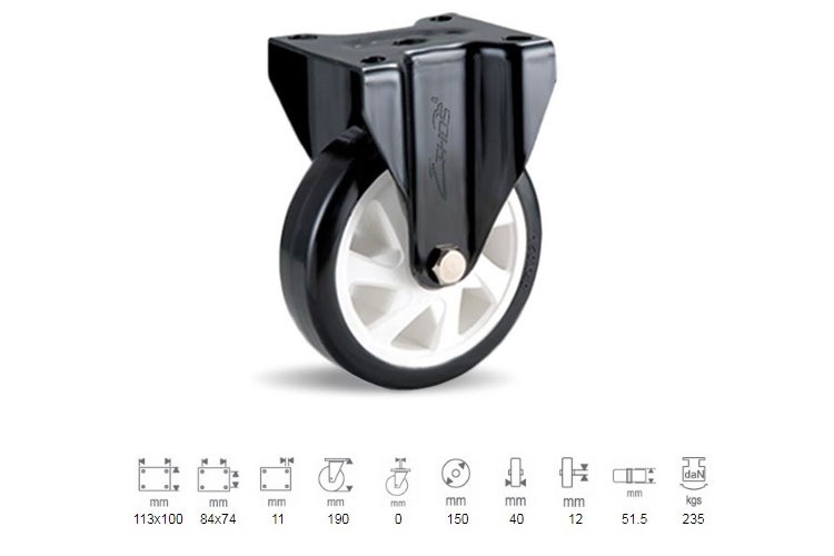 Bánh xe tải trọng trung bình Ethos Nylon 292NMH150P45