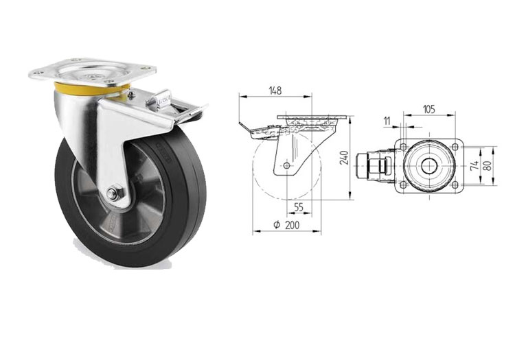 Tente 4687IEP200P63 rubber wheel