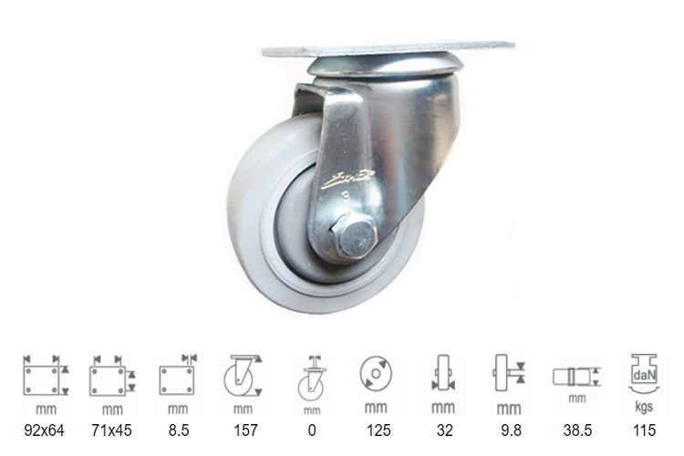 Ethos 251EIY125P01 Medium Duty 250 Series Rubber Wheel
