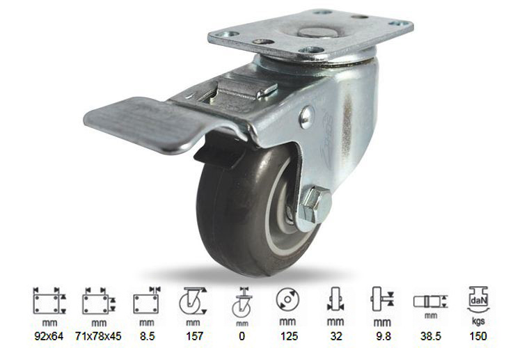 Bánh xe PU tải trọng nhẹ Ethos 256UIY125P01