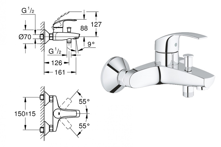 bộ trộn 1 chế độ Eurosmart GROHE 33555002