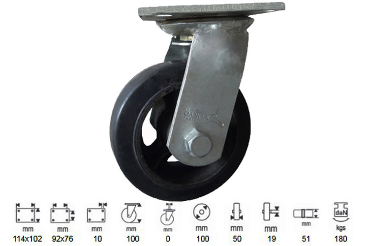 heavy duty 490 series Phenolic heat resistant wheel Ethos 491XRQ100P45