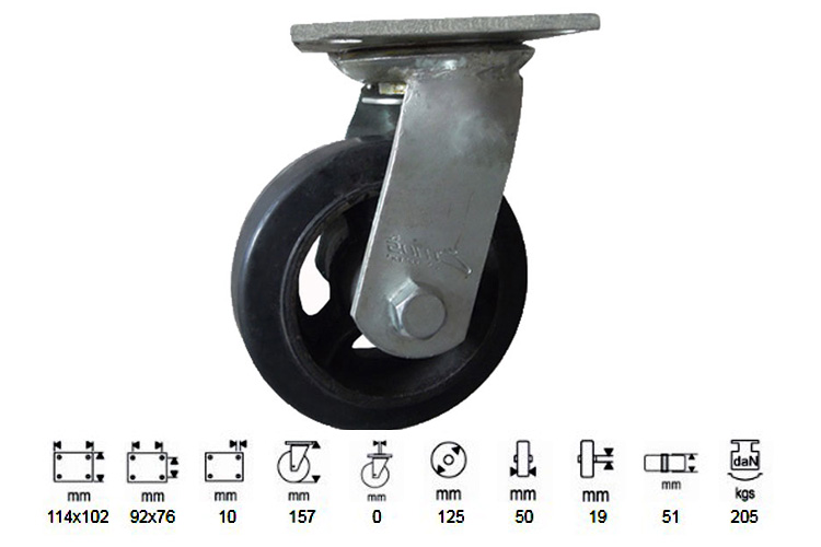 Ethos 491XRQ125P45 Heavy Duty 490 Series Phenolic Heat Resistant Wheel