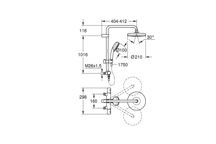 Bộ sen tắm ổn nhiệt NTPCosmo 210 SC GROHE 26217001