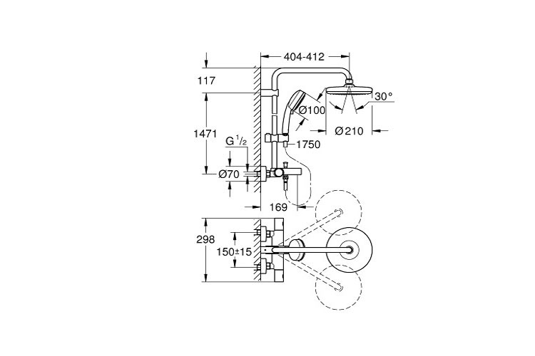 Bộ sen tắm ổn nhiêt NTPCosmo 210 Bath GROHE 26223001