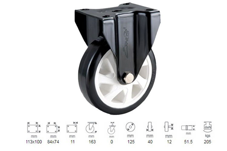 Bánh xe Nylon dòng 290 tải trọng trung bình trục cố định Ethos 292NMH125P45