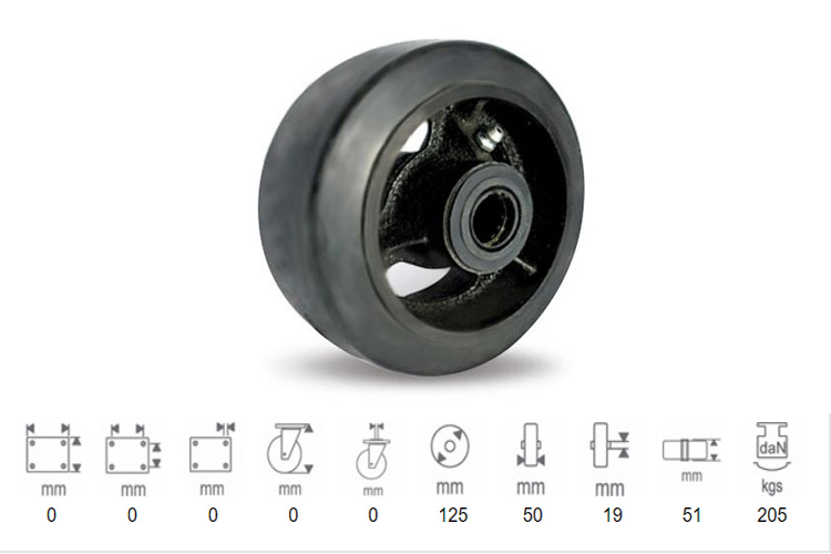 Bánh xe cao su tải trọng nặng Ethos XRQ125