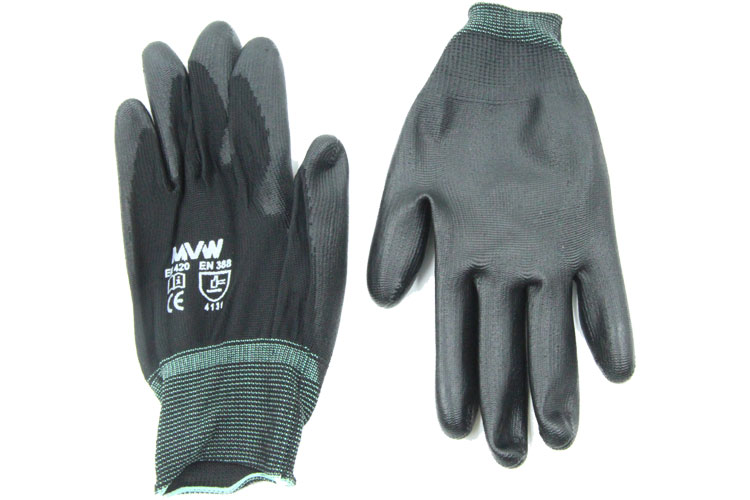 Găng tay bảo hộ MVW màu đen phủ PU lòng bàn tay MVW-BPPC-300M