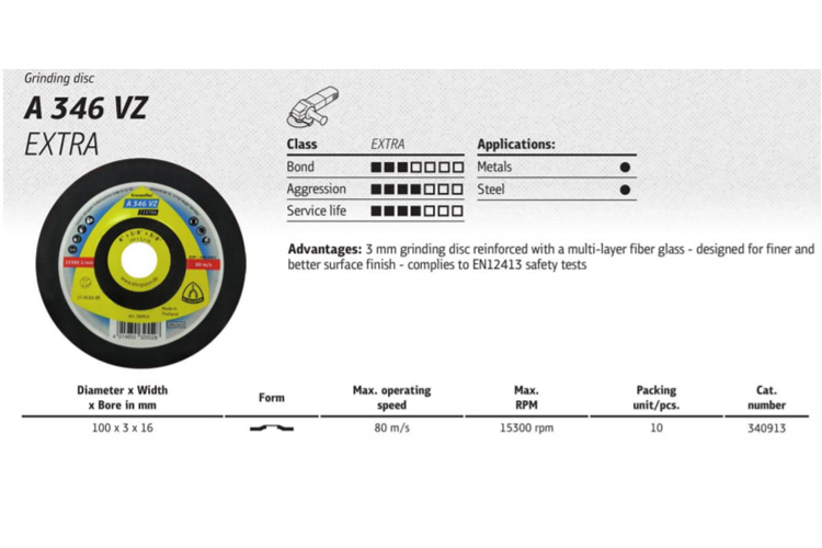 Đĩa mài Klingspor A346VZ 100x3x16mm