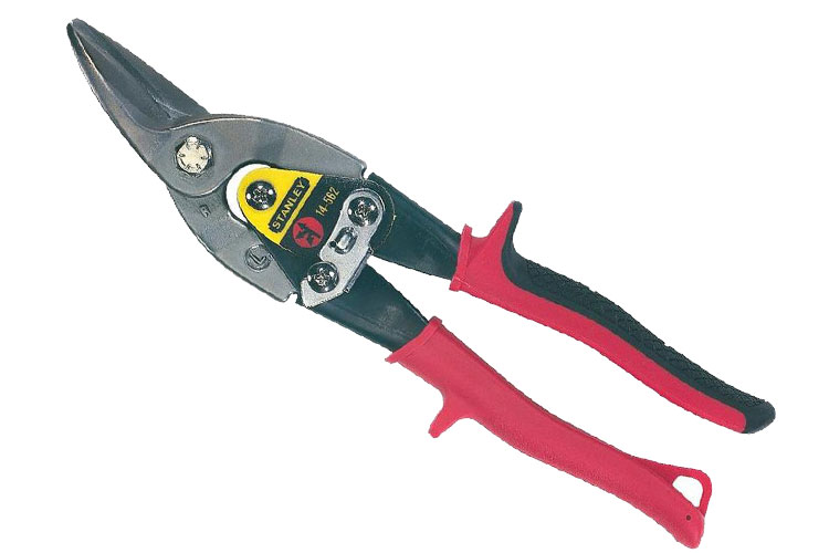 Stanley 14-562-22 Red Handle 10-inch Left Curved Nose Metal Shears