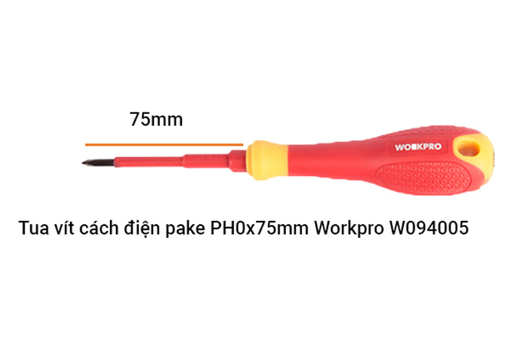 Pake insulated screwdriver PH0x75mm Workpro W094005